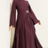 Belted Detail Tencel Dress Burgundy