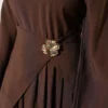 Belted Detail Tencel Dress Brown all'ingrosso dress view 4 - Hicabistan fabbrica Turchia