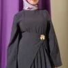 Belted Detail Tencel Dress Großhandel dress view 2 - Hicabistan Türkei Fabrik
