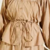 Belted Pleated Tencel Skirt Set Beige groothandel clothing set view 4 - Hicabistan Turkije fabriek
