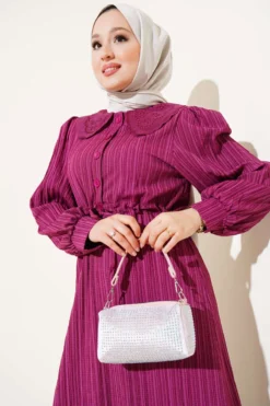 Alternative view of Belted Peter Pan Collar Dress Purple