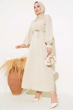 Belted Peter Pan Collar Dress Stone