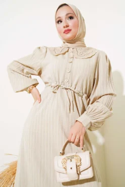 Alternative view of Belted Peter Pan Collar Dress Stone