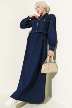 Belted Zip-Up Dress Set