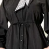 Belted Tulle Scarf Set Black Großhandel clothing set view 4 - Hicabistan Türkei Fabrik