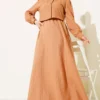Belted Textured Striped Dress Set wholesale clothing set view 2 - Hicabistan Turkey factory