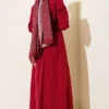 Tie Waist Terikoton Dress Burgundy all'ingrosso dress view 3 - Hicabistan fabbrica Turchia