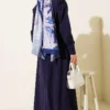 Tie Waist Terikoton Dress Navy Blue en gros dress view 3 - Hicabistan usine Turquie