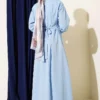 Tie Waist Terikoton Dress Blue en gros dress view 3 - Hicabistan usine Turquie