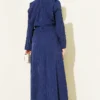 Elastic Waist Tree Bark Dress Navy Blue groothandel dress view 3 - Hicabistan Turkije fabriek