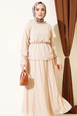 Alternative view of Elastic Waist Printed Skirt Twin Set Beige