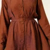 Belted Two-Piece Set Brown wholesale clothing set view 4 - Hicabistan Turkey factory