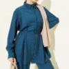 Belted Two-Piece Set Petrol en gros clothing set view 2 - Hicabistan usine Turquie