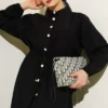 Belted Tunic with Buttons Long Two-Piece Set Black wholesale clothing set view 2 - Hicabistan Turkey factory
