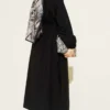 Belted Tunic with Buttons Long Two-Piece Set Black wholesale clothing set view 3 - Hicabistan Turkey factory
