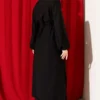 Belted Long Tunic Two-Piece Set Black en gros clothing set view 3 - Hicabistan usine Turquie