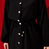 Belted Long Tunic Two-Piece Set Black en gros clothing set view 4 - Hicabistan usine Turquie