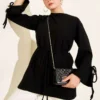 Ankle Tie Ribbed Cashmere Tunic Black