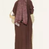Ankle Striped Half Buttoned Dress Brown wholesale dress view 3 - Hicabistan Turkey factory