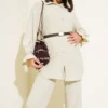 Ankle Elastic Gathered Two-Piece Set Beige