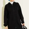 Hooded Two-Piece Set Black al por mayor clothing set view 2 - Hicabistan fábrica Turquía
