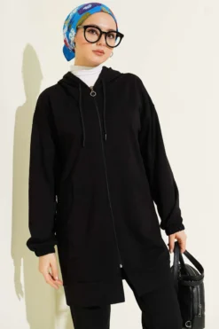 Alternative view of Hooded Two-Piece Set Black