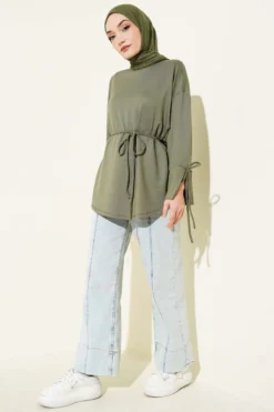 Alternative Ansicht von Ankle Slit Tied Tunic Khaki