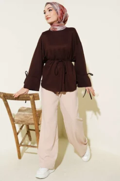 Alternative Ansicht von Ankle Slit Tied Tunic Brown