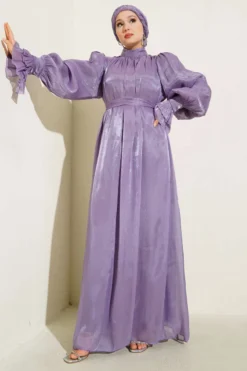 Alternative view of Dress with Ruffled Ankles and Gift Scarf Lilac