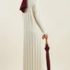 Round Neck Ribbed Knit Dress Stone all'ingrosso dress view 3 - Hicabistan fabbrica Turchia