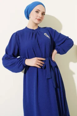 Crew Neck Dress with Elastic Sleeves wholesale dress view 2 - Hicabistan Turkey factory