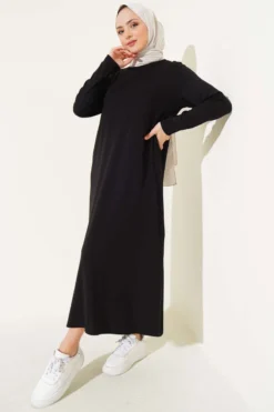 Crew Neck Jersey Dress Black