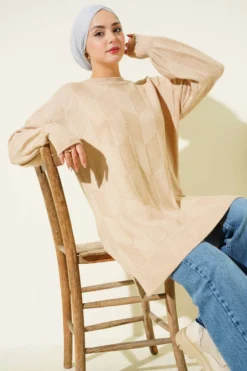 Vista alternativa di Round Neck Soft Side Slit Knit Tunic