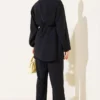 Bolerolu Gold Buttoned Two-Piece Set Black Großhandel clothing set view 3 - Hicabistan Türkei Fabrik