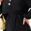 Bolerolu Gold Buttoned Two-Piece Set Black Großhandel clothing set view 4 - Hicabistan Türkei Fabrik