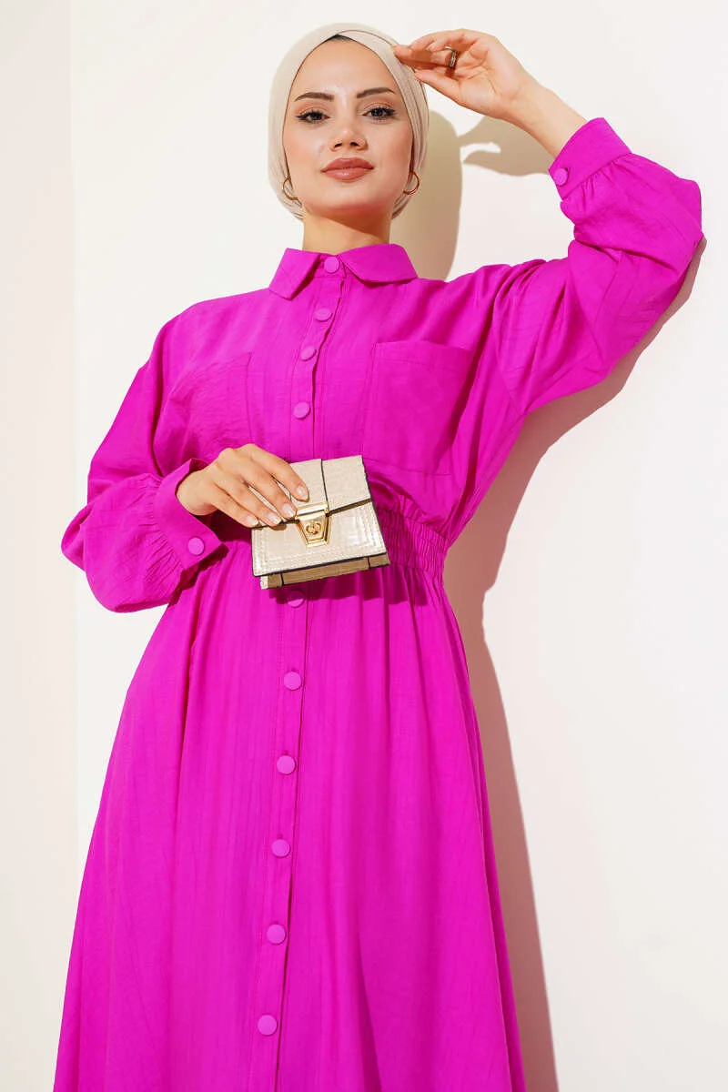 Boy Buttoned Double Pocket Dress - Afbeelding 2