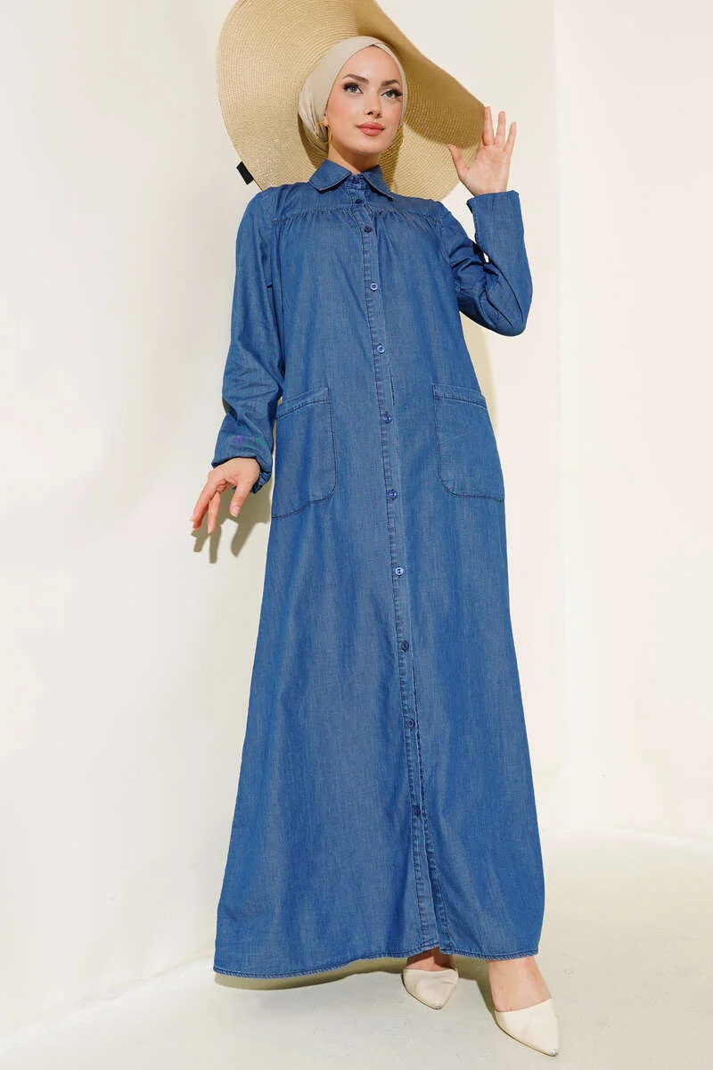 Button-Up Denim Dress