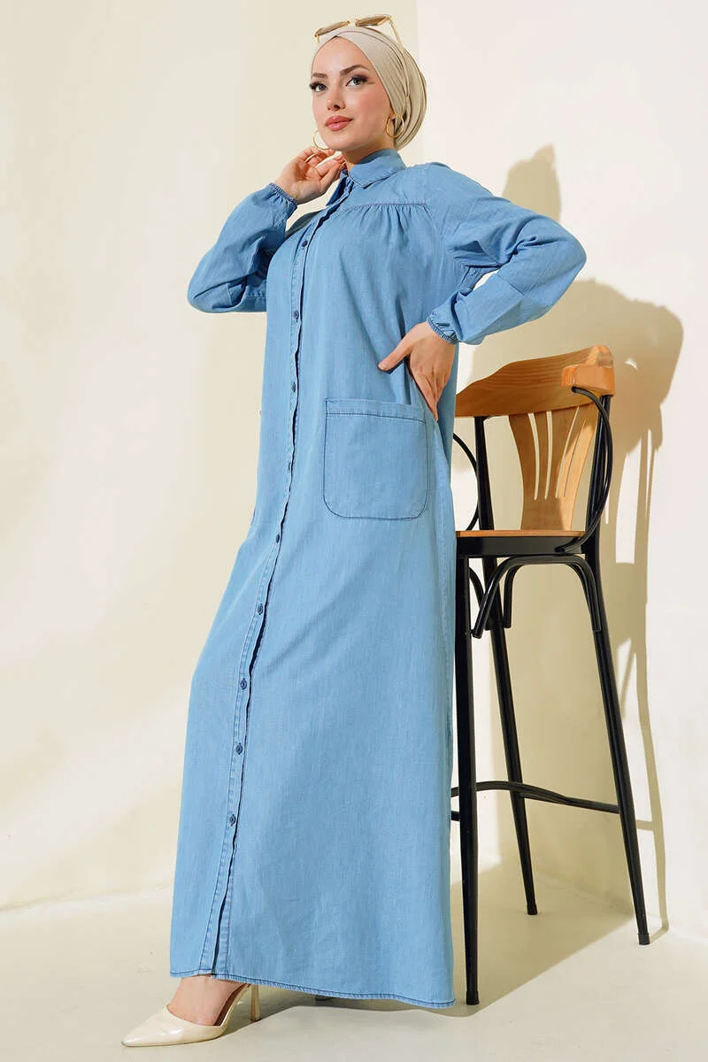 Button-Up Denim Dress - Image 6