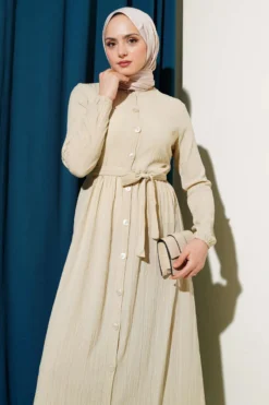 Alternative view of Button-Down Belted Basic Dress Beige