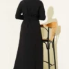 Buttoned Belted Dress Black wholesale dress view 3 - Hicabistan Turkey factory