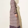 Buttoned Retro Pattern Dress Purple wholesale dress view 3 - Hicabistan Turkey factory