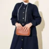 Hooded Denim Dress with Metal Buttons Navy Blue en gros dress view 2 - Hicabistan usine Turquie