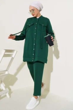 Two-Piece Set with Snap Closure Emerald wholesale clothing set view 2 - Hicabistan Turkey factory