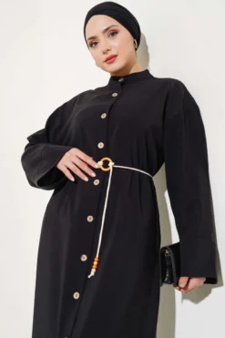 Alternative view of Tencel Dress with Wooden Buttons Black