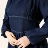 Collared Denim Dress Navy Blue Großhandel dress view 4 - Hicabistan Türkei Fabrik
