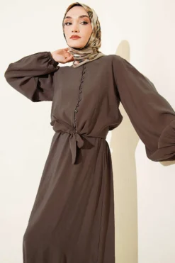 Alternative view of Buttoned Blouse with Skirt Modal Two-Piece Set Mink