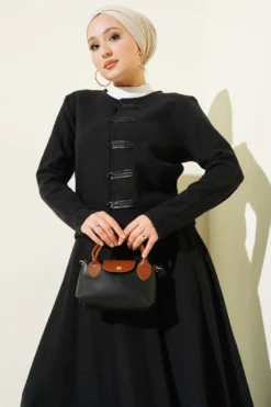 Alternative view of Buttoned Ribbed Wool Skirt Set Anthracite
