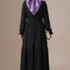 Brit Buttoned Lace Detailed Dress Black all'ingrosso dress view 3 - Hicabistan fabbrica Turchia