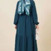 Brit Buttoned Lace Detailed Dress Petrol al por mayor dress view 3 - Hicabistan fábrica Turquía