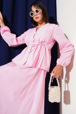 Alternative view of Buttoned Twin Skirt Set Pink
